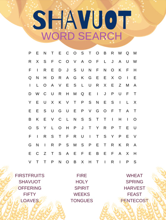 Shavuot Word Search