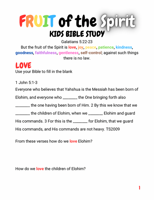 Fruit of the Spirit Kids Bible Study